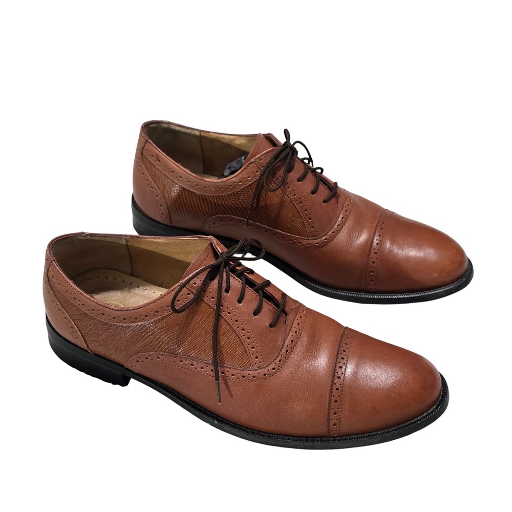 Diplomat 1335 Mens Brown Leather Cap Toe Brogue Oxford Shoes 12 D